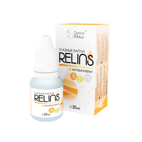 Капли глазные RELINS с витаминами A, E, B6, 10 мл